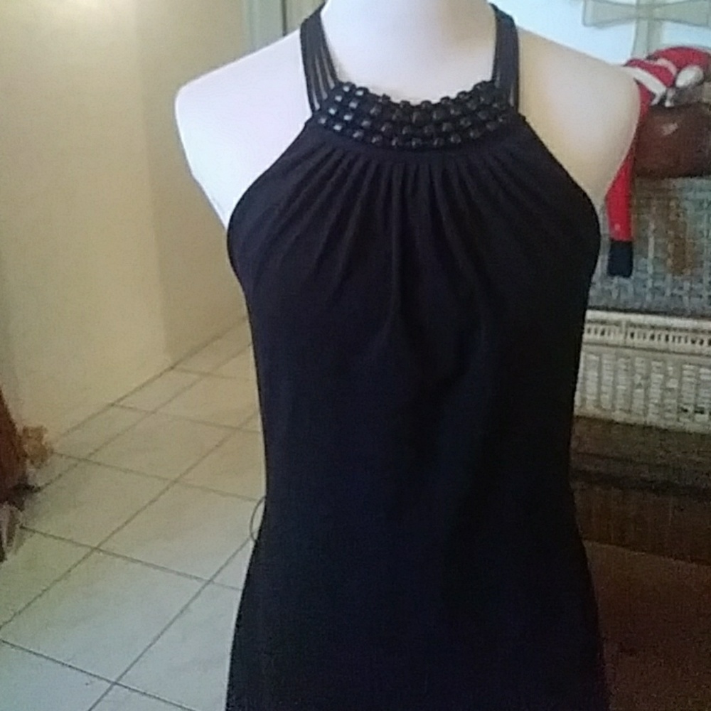 Micheal Kors spaghetti straps cocktail dress beaded classy little black dress